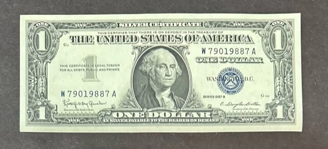 1957  Series B UNCIRCULATED One Dollar Bill Blue Star Silver Certificate-RARE