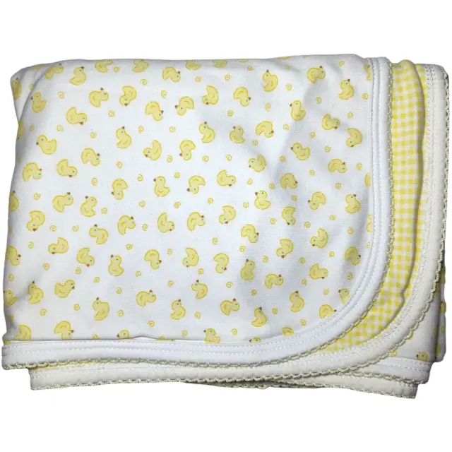 Kissy Kissy Soft Pima Cotton Duck Yellow White Gingham Baby Blanket Lovey 28x30