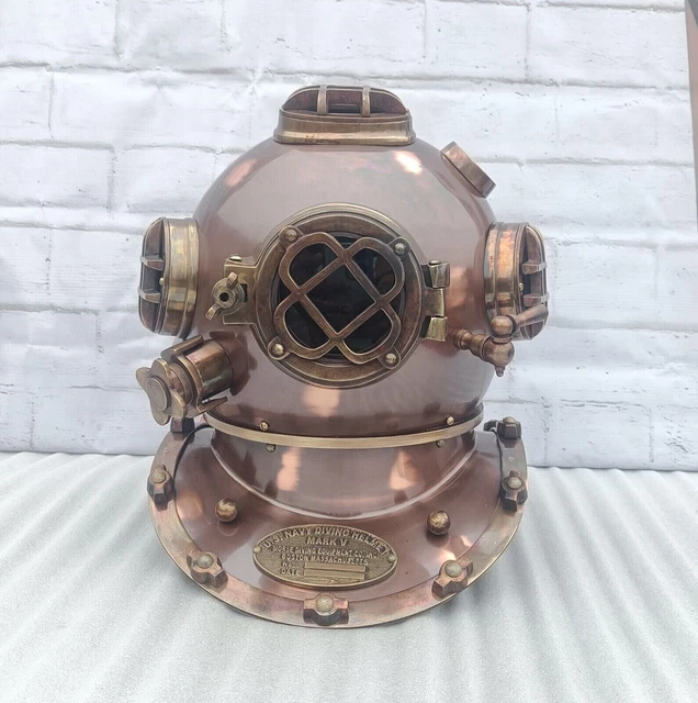 Casque De Plongée Avec Base En Bois - 45,7 Cm - Design Unique