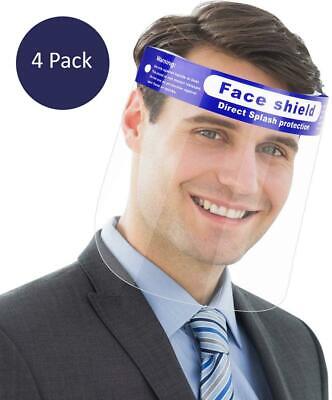 Face Shield Cover Anti-Fog Full Safety Reusable Visor Eye Head Protector 4 Pack