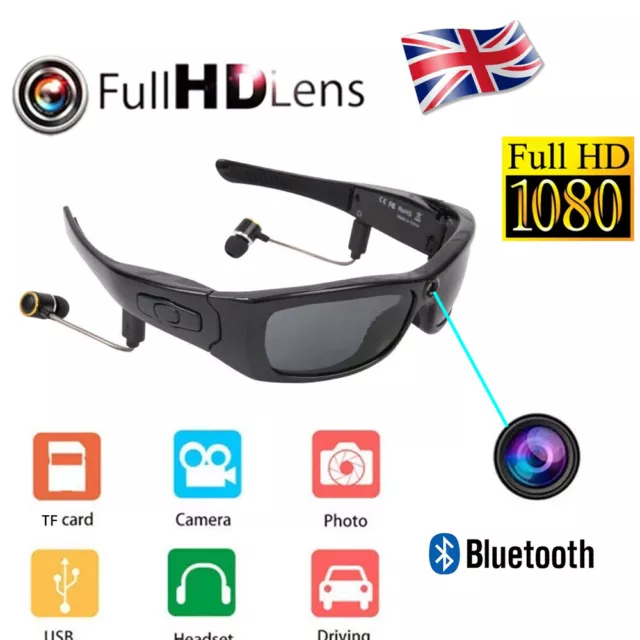 Full HD 1080P Bluetooth Sunglasses Camera Glasses Eyewear DVR Video Recorder UK