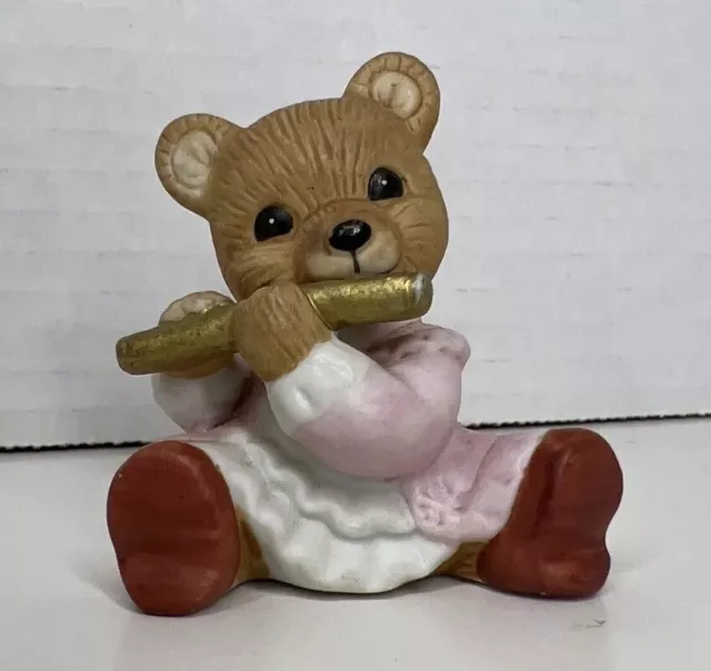 Homco Porcelain Girl Bear Playing Flute Figurine # 1422 Orchestra 2