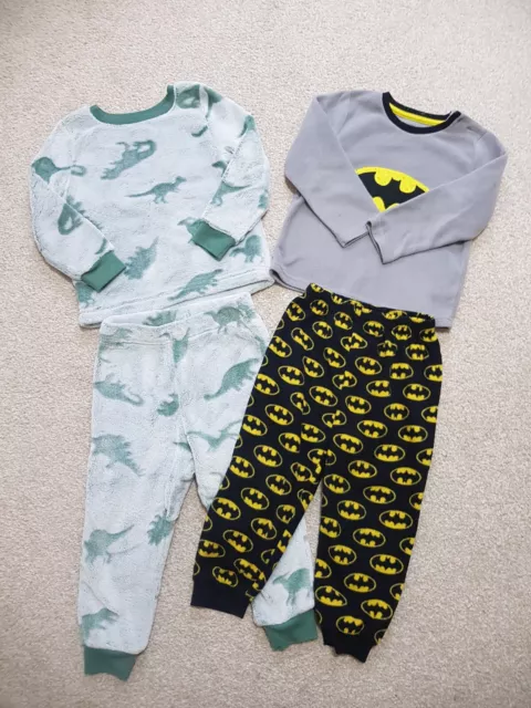 Boys George/Primark 2-3 Years Fleece Pyjamas Dinosaur & Batman Print