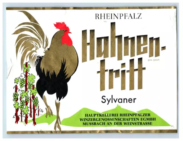 1970's-80's Hahnentritt Sylvaner German Wine Label Original S44E