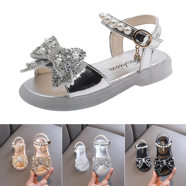 Sandali abito con cinturini per bambine festa pantofola formale scarpe bambini taglia Regno Unito