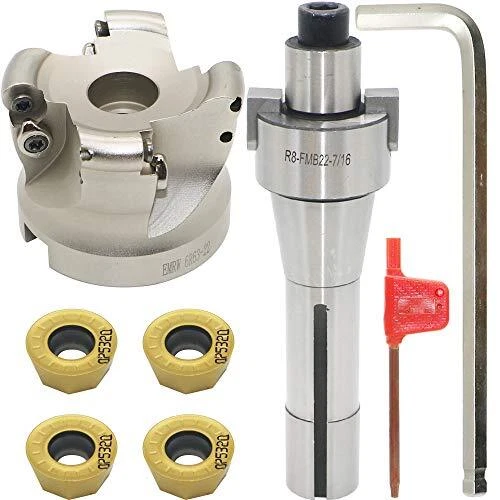 Face Mill Cutter Holder EMRW 6R 63-22+R8-FMB22-7/16+RPMT1204 Hard Alloy Blade...