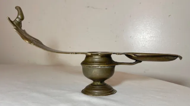 Antique 19th century bronze Indian Hindu Bronze Changalvetta Ritual Oil Lamp 3