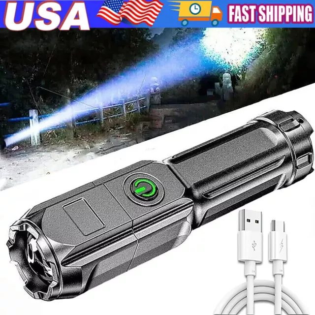 2 Pack Rechargeable 990000LM LED Flashlight Tactical Super Bright Torch Zoomable