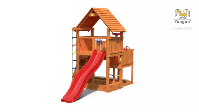 Spielturm Kinderspielgerät Kletterturm Klettergerüst mit Rutsche und Seilleiter