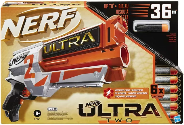 Nerf Ultra Two Motorised Blaster FastBack Reload Gun - Including 6x Bullet Darts