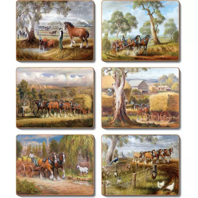 Cinnamon Working Horses Cork Backed Placemats | Set of 6pcs