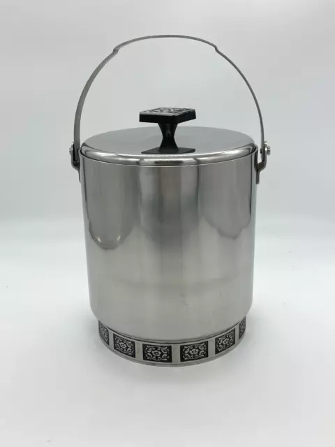 Vintage Retro Wiltshire Burgundy Stainless Steel Ice Bucket MCM