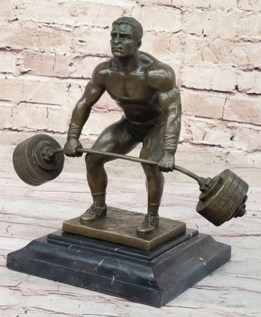 Lifelike Weightlifter Sculpture Handmade Sportsman Statue Ornament Craft Artwork