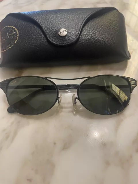 VINTAGE B&L RAY BAN W1395 BLACK CHROME SLEEK OVAL G15 SIGNET SUNGLASSES w/CASE VINTAGE B&L RAY BAN W1395 BLACK CHROME SLEEK OVAL G15 SIGNET SUNGLASSES w/CASE