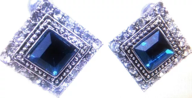 New Gorgeous  Sapphire Crystal Post & Rhinestone Pierced Earrings