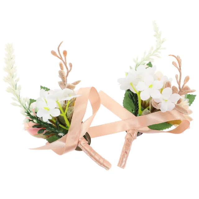 2 Pcs Wrist Flower Corsages Wedding Boutonniere Men Wedding Clothing Props Bride