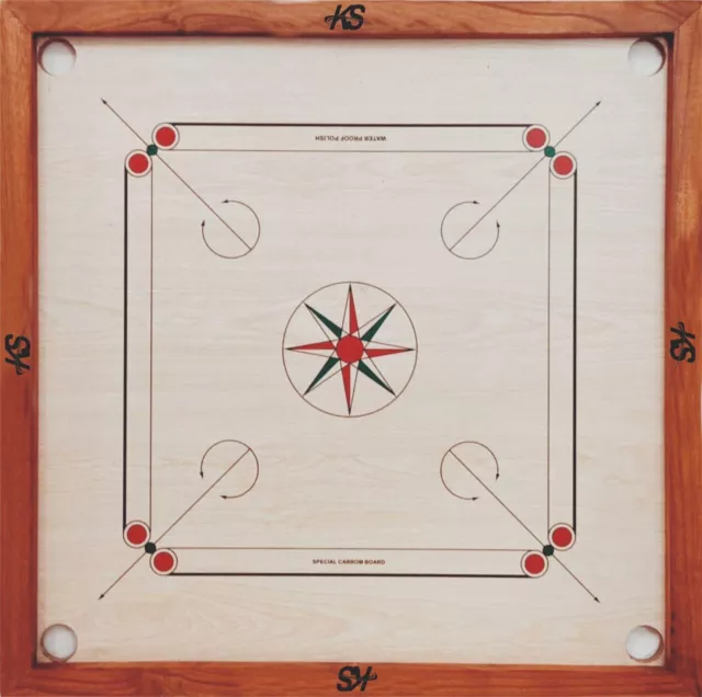 KS Carrom Board with Coins  Striker Powder Set Wooden Smooth Surface Gift Games