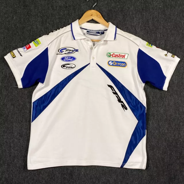 FPR Ford Performance Racing Mens Medium Short Sleeve Polo Shirt White Logos