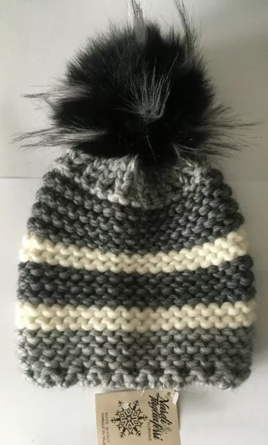 NARDI TAGLIAFERRI Italy Women Girl Warm Alpaca Black Grey winter Pom Beanie Hat
