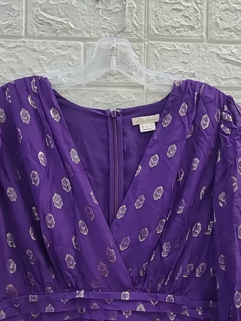 New Shoshanna Adrianna Geo Lux Long Sleeve Hi-lo Mini Dress Purple Size 10 2