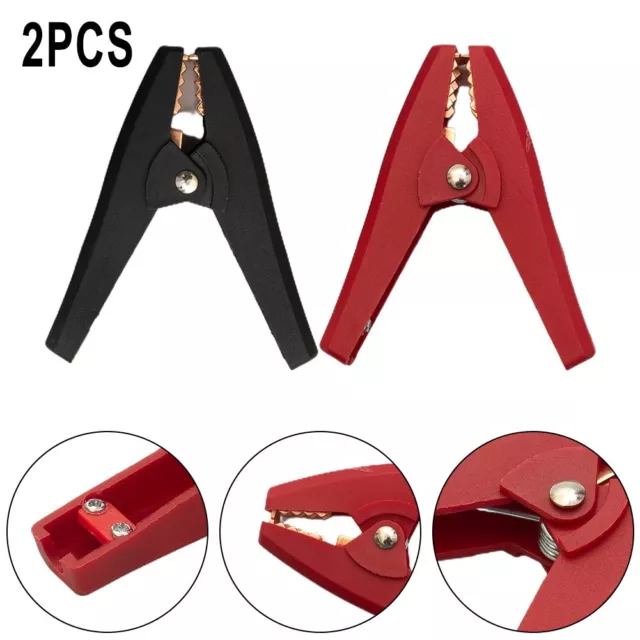 2PCS Durable Isolé Alligator-Clips 100A90mm Noir & Rouge Voiture Battery-Clips