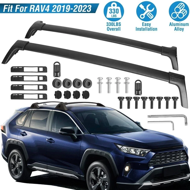 Barres De Toit Transversales Pour Toyota RAV4 2019-2023 - 2 Pièces En Alliage Aluminium - Installation Facile Sur Rails - 3