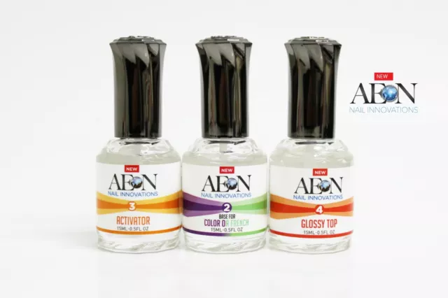 AEON Gelish dip SNS Dipping Powder Gels Set 3 Dip Base Activator Glossy Top 15ml