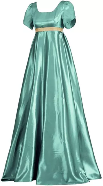 Vintage Regency Dress Tea Party Dress Women's Satin Ruffle Empire Waist Dress