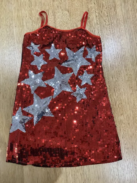 A7654 firecracker - red sequined A line dress Small Child