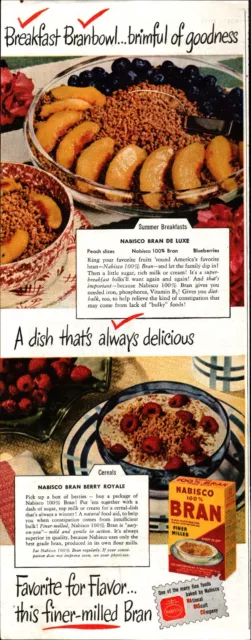 1943 WWII Nabisco Bran Flakes cereal PRINT AD relieves constipation breakfast f1