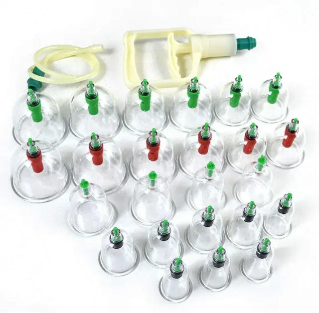 Pain Relief 24 Cups Vacuum Cupping Set Massage Kit Acupuncture Suction Massager