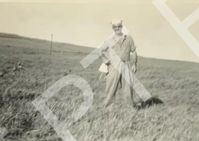 Vintage Photo Handsome Young Man Navy Sailor In Uniform In A Field 1940s