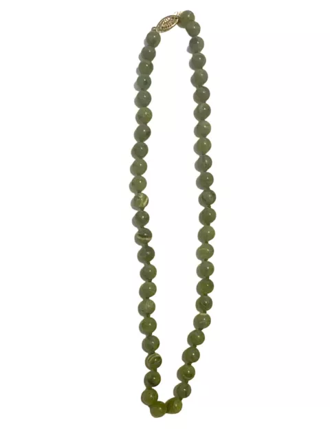 VICTORIAN JADE NEPHRITE Bead Necklace ~18” Long Each Beads ~3/8 ...