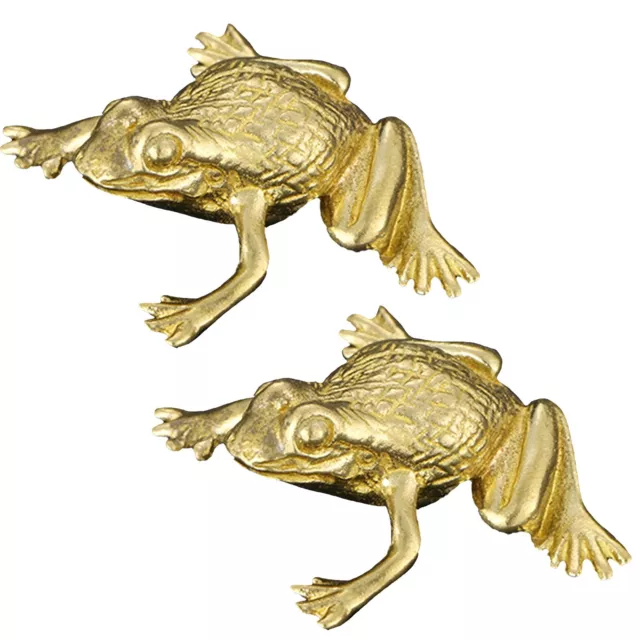 Retro Golden Brass Frog Ornament Vintage Craft Toad Figurine Sculpture