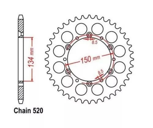 Roue a Chaîne 50 Dents (Chaîne 525) pour Kawasaki KLX 250 E 93-95