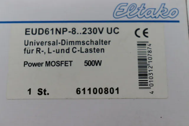 Eltako Universal-Dimmschalter EUD61NP R L C Lasten 500W 8-230V UC UNUSED & OVP