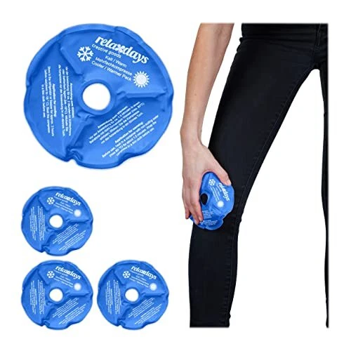 Relaxdays Poches de Gel Genoux, Lot de 4, compresses Effet Chaud ou Froid, réuti