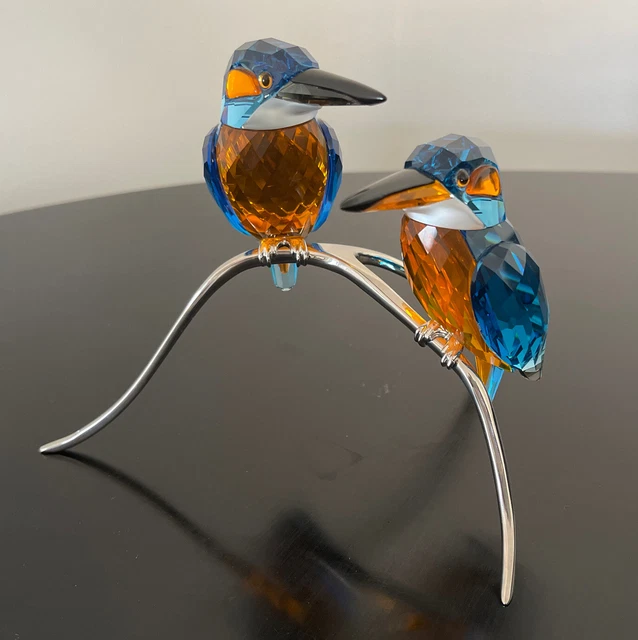 SWAROVSKI Crystal Kingfishers on Branch Blue Turquoise Figurine Large Mint SWAROVSKI Crystal Kingfishers on Branch Blue Turquoise Figurine Large Mint