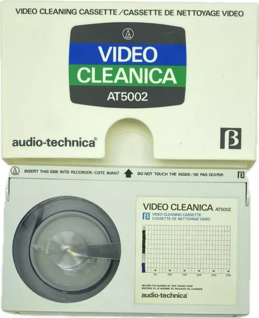 Casete de limpieza de cabezales Audio-Technica BETAMAX Video Cleanica AT5002 ¡RARO!¡!