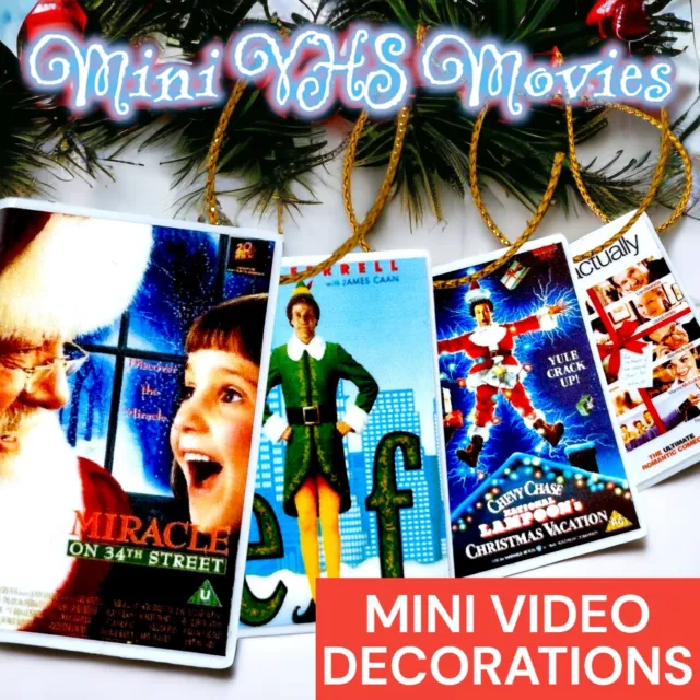 Miniature Nostalgic Christmas VHS Video Movie Box Film Hanging Tree Decoration