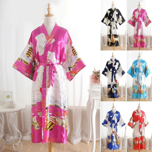 Abito kimono lusso abito da sposa bello seta bagno accappatoio fiori macchia