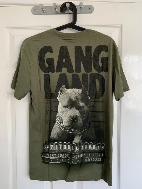 Olive Pitbull WESTCOAST Gang Land T-Shirt in size S