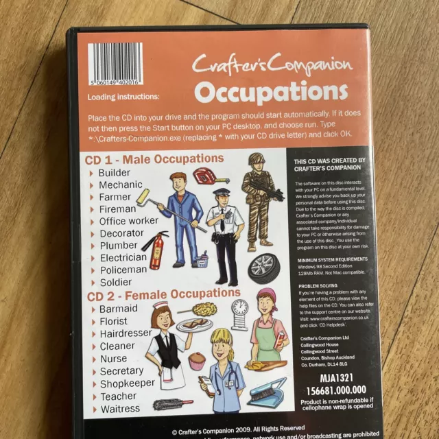 OCUPATIONS - CD-ROM artesanal doble - papel de trabajo de compañero de artesano masculino/femenino 2