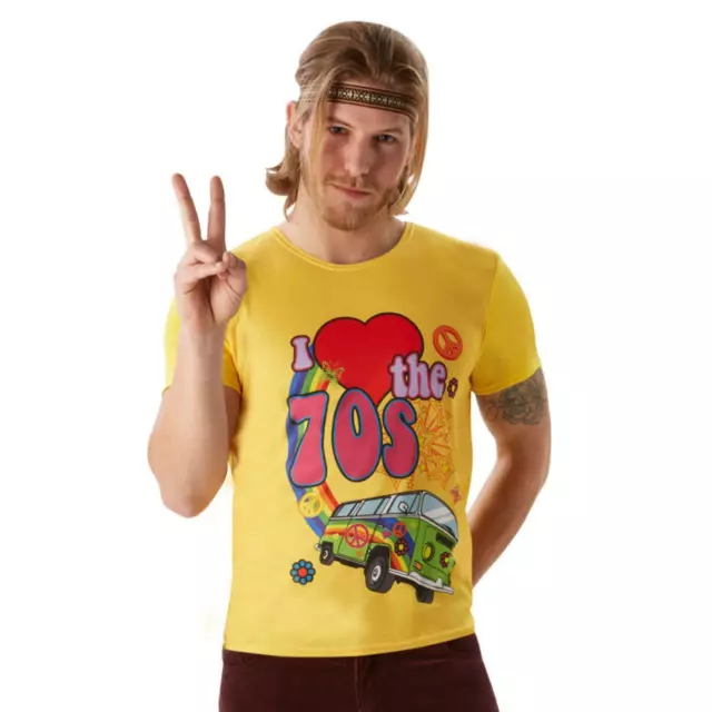 Hombre I Love The 70's Camiseta Hippie Retro Paz Vintage Disfraz para Fiesta