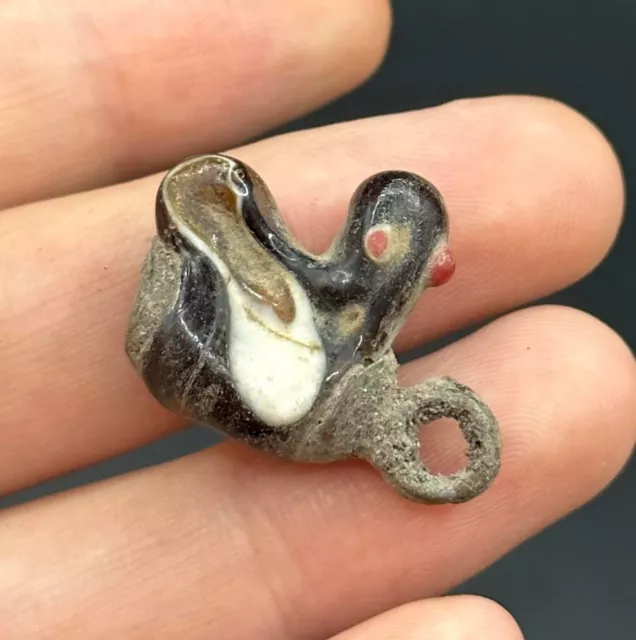 Unique Rare Ancient Bronze Roman Glass Bird Pendant 300Bc