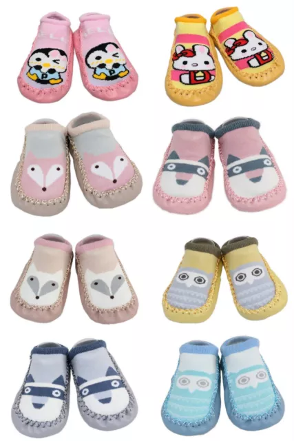 Chaussettes antidérapantes bébé mocassin 9-18 mois 2 paires de pantoufles garçon fille tout-petit