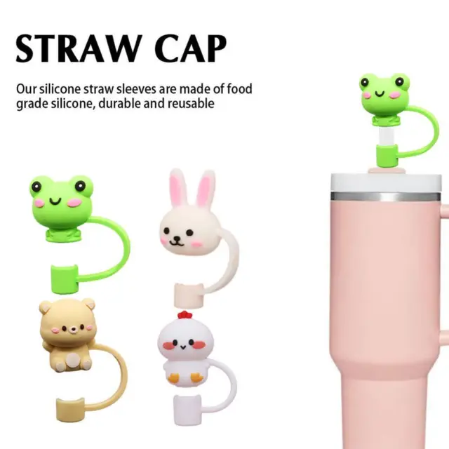 4PCS Straw Cover for Stanley Cup Cow Straw Tip Covers Cap Reusable Silicone  Straw Plugs Dust-Proof Drinking Straw Lids Tips