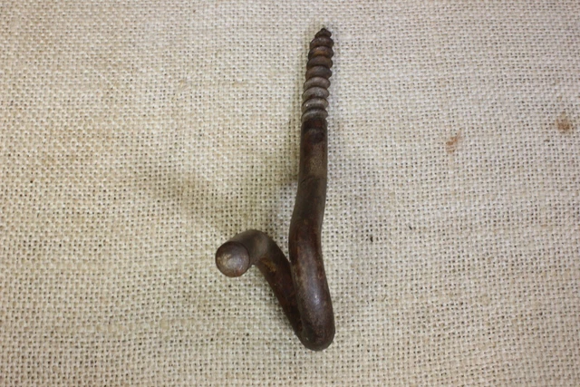 old Plant Hook full twist Safety pig tail hanger for windy Porch rustic vintage 3