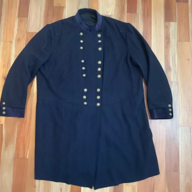 US Civil War US General Frock Coat Navy Blue Wool Custom Size 60 XT
