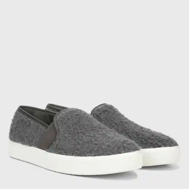 Vince Light Grey Shearling Fuzzy Blair Slip On Sneakers Size 7